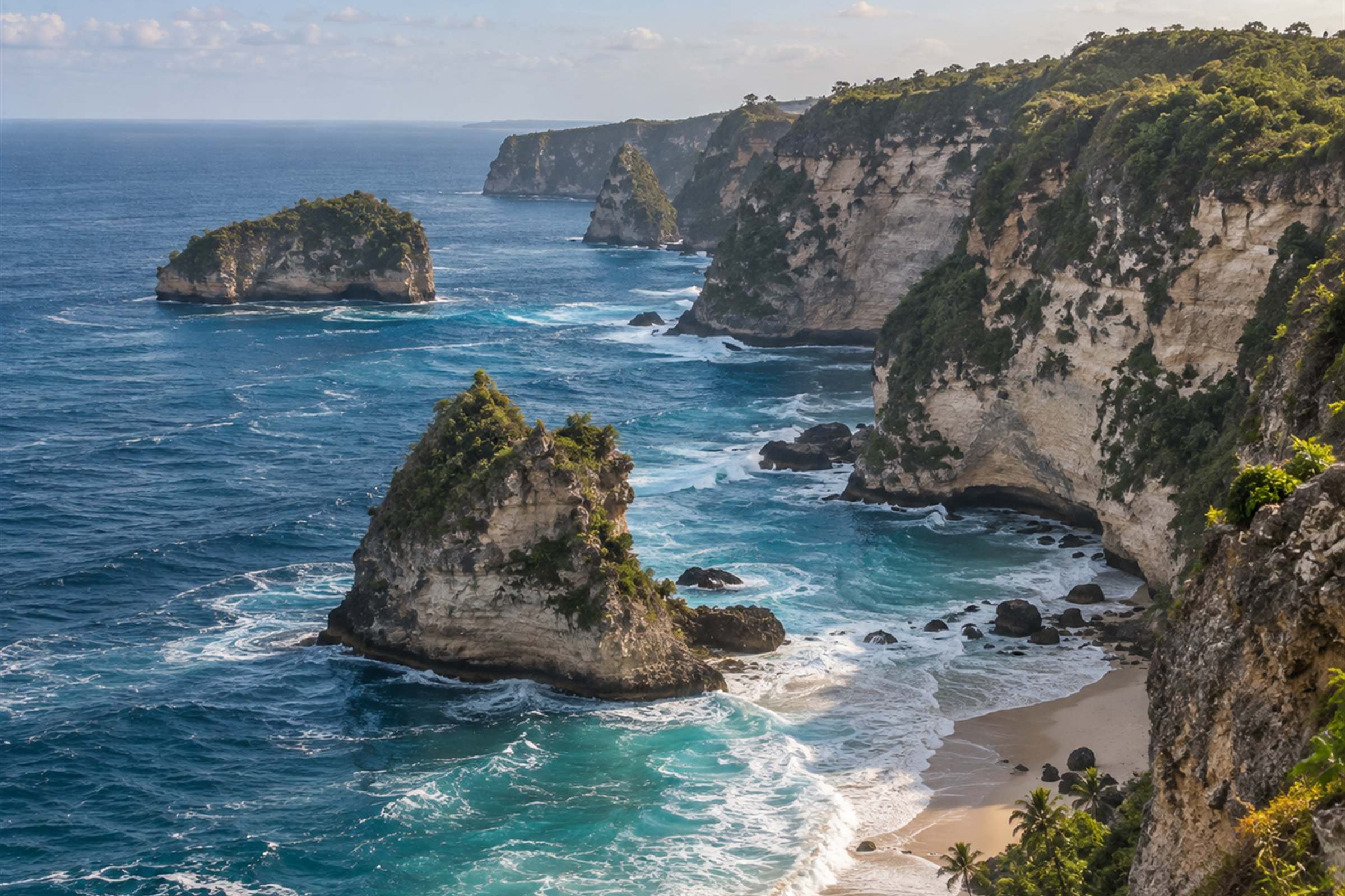 Limestone cliffs along the Bukit peninsula in south Bali
